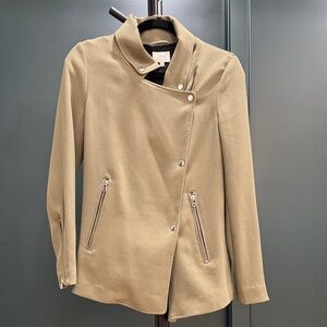 Wilfred Taupe Asymmetrical Snap-Front Trench Coat